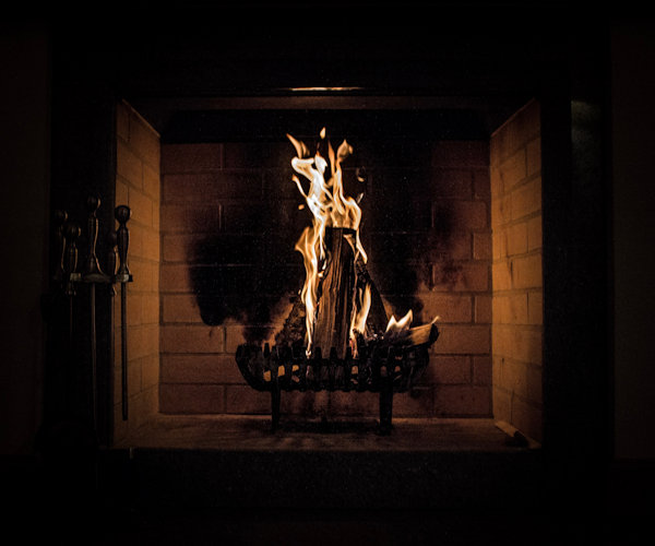 Fireplace with chimney stack