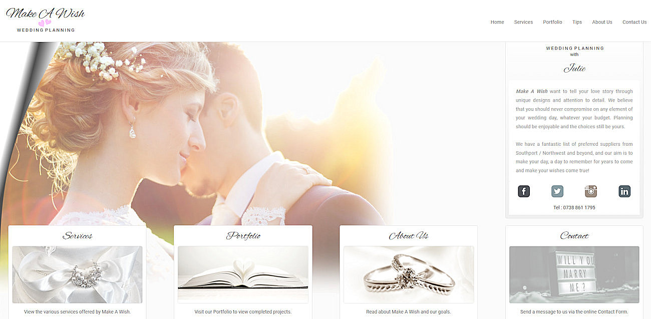 Website for a wedding planner